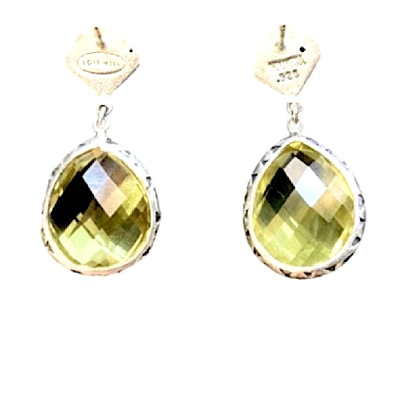 LOIS HILL Sterling Silver Faceted Lemon Yellow Topaz Drop Dangle Earrings - Picture 7 of 9